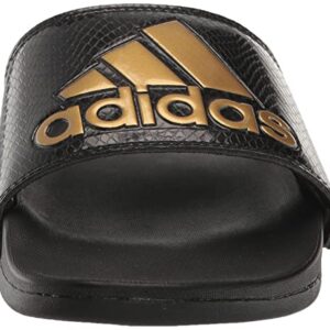 adidas Women's Adilette Comfort Slides Sandal, Black/Gold Metallic/Black, 7