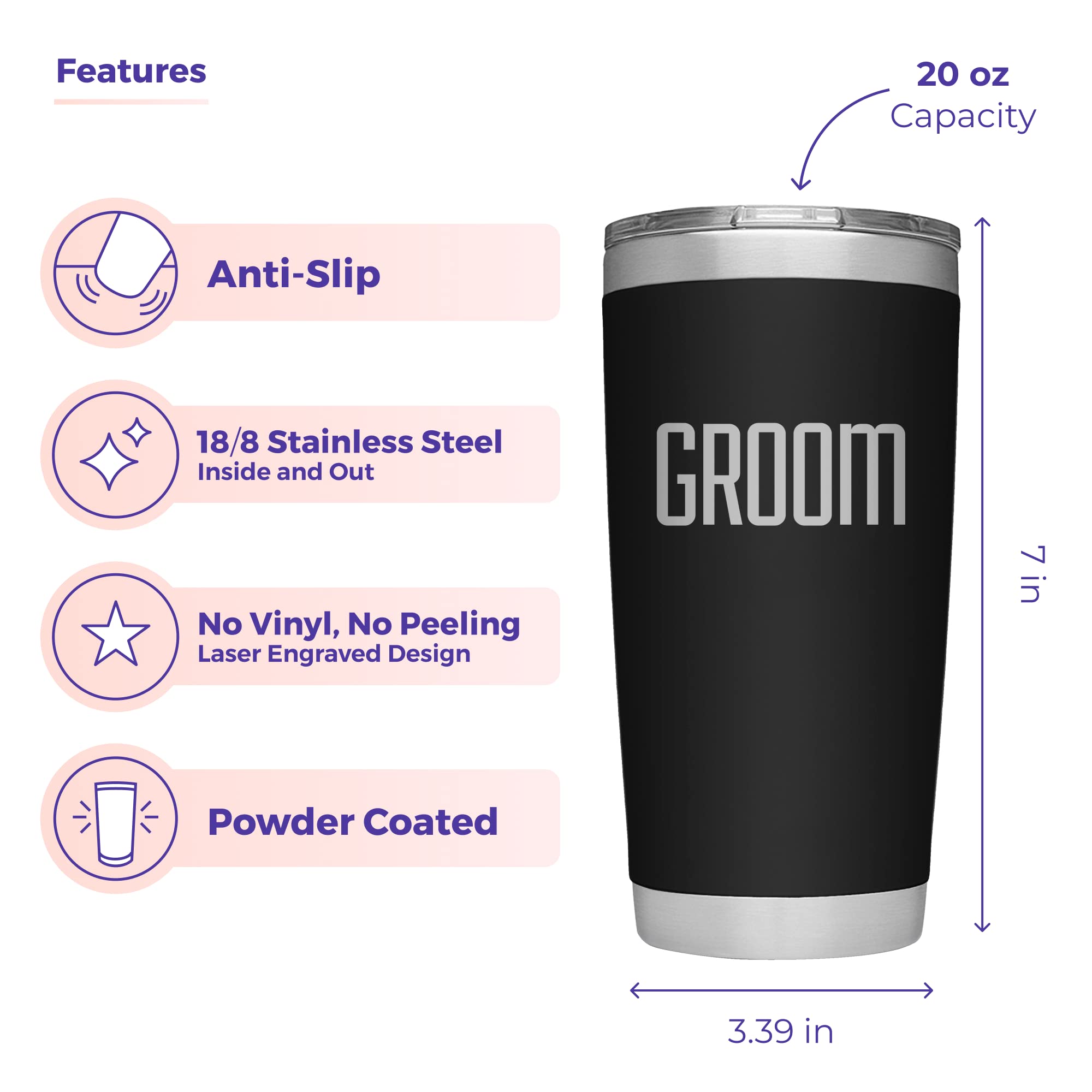 Groom Tumbler - Custom Vacuum Insulated Stainless Steel Groom Cup Mug with Lid and Straw - Cup for Fiance - Coffee Mug for Groom to Be - Groom Travel Tumbler - Engagement Tumbler - Newly Engaged Son