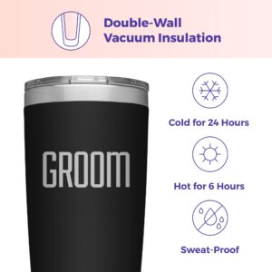 Groom Tumbler - Custom Vacuum Insulated Stainless Steel Groom Cup Mug with Lid and Straw - Cup for Fiance - Coffee Mug for Groom to Be - Groom Travel Tumbler - Engagement Tumbler - Newly Engaged Son