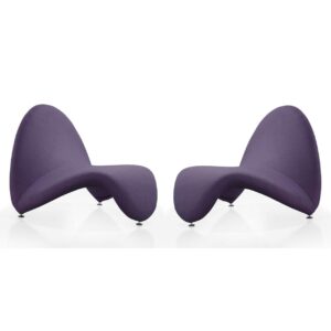 manhattan comfort moma mid century modern linen upholstered seat living room accent chair, 2 piece, purple