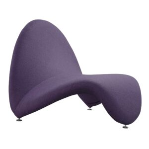 Manhattan Comfort MoMa Mid Century Modern Linen Upholstered Seat Living Room Accent Chair, 2 Piece, Purple