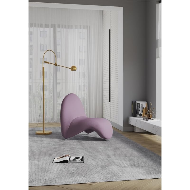 Manhattan Comfort MoMa Mid Century Modern Linen Upholstered Seat Living Room Accent Chair, 2 Piece, Purple