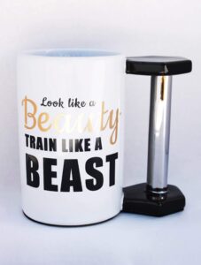 the dumbbell mug,ceramic, look like a beauty train like a beast