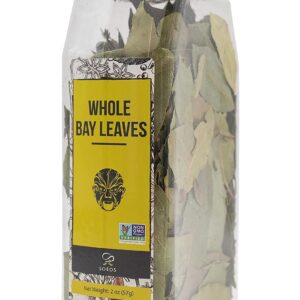 Soeos Bay Leaves Whole, 2 oz(57g), Non-GMO Verified, Dried Bay Leaf, Freshly Packed to Keep Fresh, Bay Laurel Herbs for Cooking,Bay Laurel Leaf, Dried Bay Leaves, Fresh Bay Leaves, Green