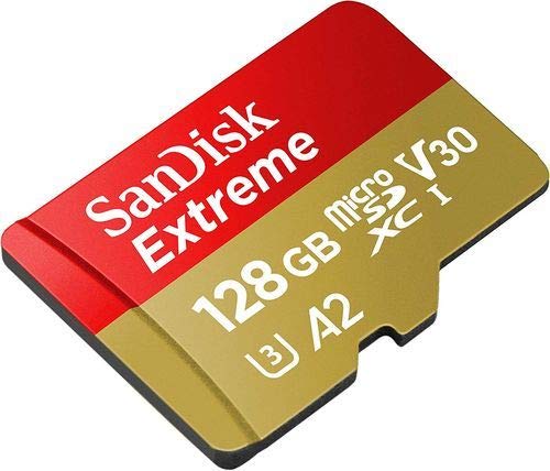 SanDisk Extreme MicroSD Card 128GB (2 Pack) Memory Card for DJI FPV Drone (SDSQXA1-128G-GN6MN) Class 10 4K Video Speed V30 UHS-I U3 A2 SDXC Bundle with (1) Everything But Stromboli Micro Card Reader