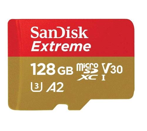 SanDisk Extreme MicroSD Card 128GB (2 Pack) Memory Card for DJI FPV Drone (SDSQXA1-128G-GN6MN) Class 10 4K Video Speed V30 UHS-I U3 A2 SDXC Bundle with (1) Everything But Stromboli Micro Card Reader
