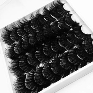 amsdcn new 18pair fluffy lashes mink hair false eyelashes 20mm-25mm 3d lashes dramatic long messy natural lashes makeup mink eyelashes (ma03)