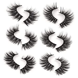 Ruairie 24 Pairs False Eyelashes Natural Look Wispy Fake Eyelashes Pack 6 Styles Mixed Natural Mink Lashes Fluffy 16-20MM False Lashes Bulk