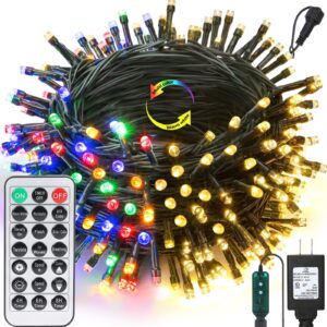 joomer color changing christmas lights, 66ft 200 led string lights timer function with remote, connectable christmas decor for indoor, outdoor, yard, tree, party(warm white & multicolor)