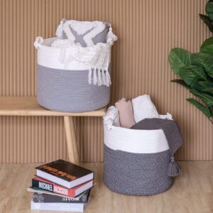 goodpick grey baby nursery toy storage basket (set of 2)