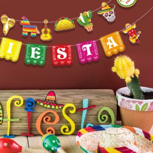 Cinco De Mayo Banner Mexican Party Supplies Sign Banner Garland Fiesta Party Decoration Day of the Dead Backdrops Ceiling Hanging Card Tissue Decorations for Mexican Festival Tacol Theme Birthday