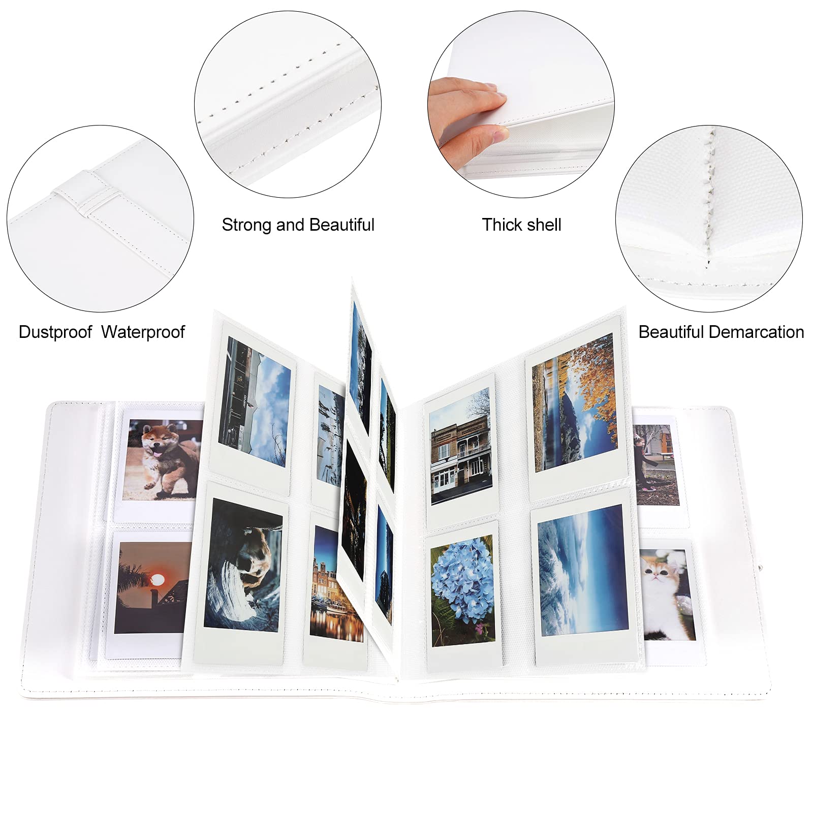 Ruibytree 256 Pockets Mini Photo Album - Fits for Fujifilm Instax Mini 12 Mini 11 Mini 9 Mini 8 Mini 40, Polaroid Snap PIC-300, Kodak Mini 3-Inch Film(white)