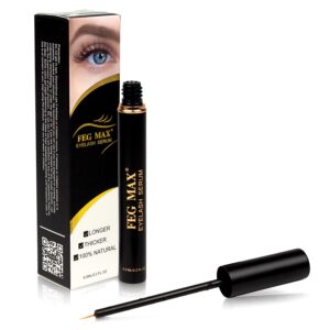 feg max eyelash serum | for lash and brow | fast effective growth creates longer & darker eyelashes | natural eyelash serum to grow lashes | 6 ml