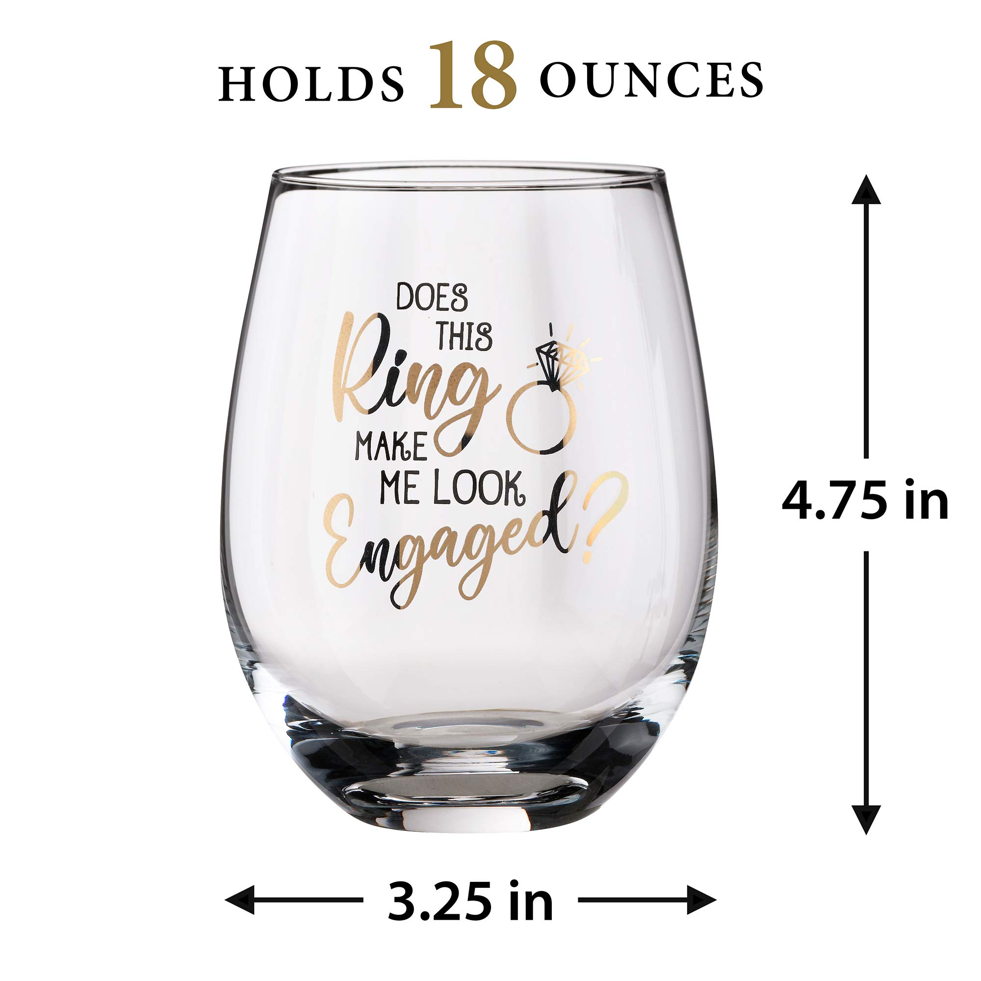 Lillian Rose Ring Make Me Look Engaged Wine Glass, 4.75", Clear