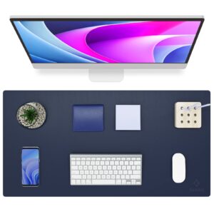 non-slip desk mat, desk pad, desk blotter, desktop mat for desk, large desk protector mat, office computer and laptop mat for desk, writing mat (31.5"x15.7", dark blue)
