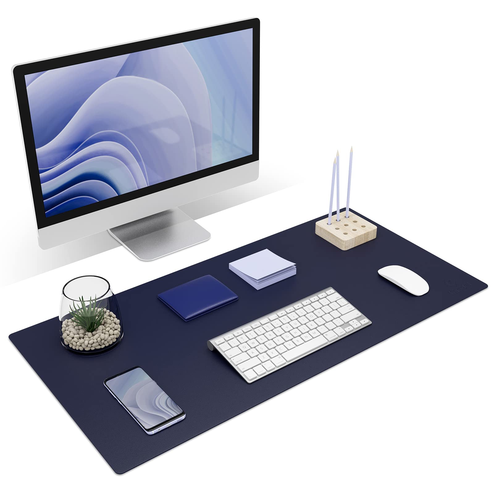 Non-Slip Desk Mat, Desk Pad, Desk Blotter, Desktop Mat for Desk, Large Desk Protector Mat, Office Computer and Laptop Mat for Desk, Writing Mat (31.5"x15.7", Dark Blue)