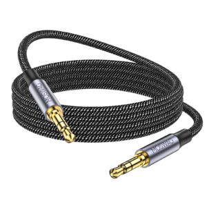 moswag 3.28ft/1meter 3.5mm aux cord to 3.5mm audio aux jack cable male to male aux cable nylon braided stereo jack cord for phones,headphones,speakers,tablets,pcs,music players and more