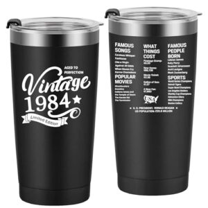 greatingreat 1984 40th birthday gift for women and men - 40th gifts for parents - 40th class reunion - mom dad wife husband present - 20oz tumbler cup black