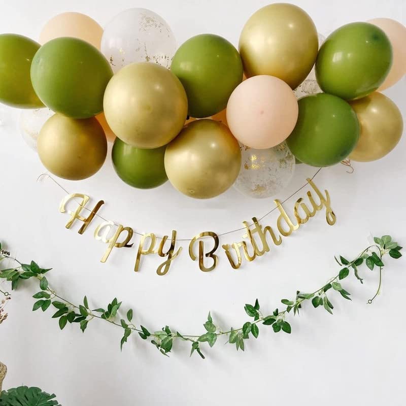 GuassLee 62Pcs Olive Green Gold Balloons for Baby Shower Decorations - 12inch Olive Green Gold Confetti Balloons Set for Baby Shower Wedding Birthday Party Decorations