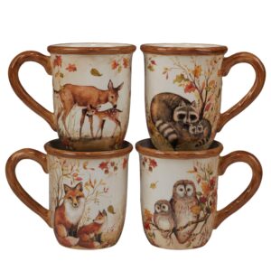 certified international pine forest 16 oz. mugs, set of 4, 4 count (pack of 1),