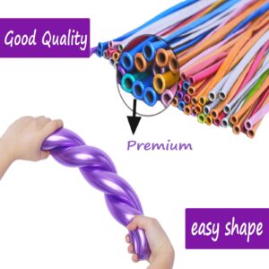 Metallic 260Q Balloons Long Balloons for Balloon Animals 100PCS Multicolored Long Chrome Balloons Modeling Magic Balloons Twisting Making Shape DIY Long Latex Balloons for Birthday Party Decoration