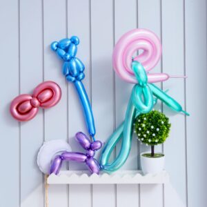 Metallic 260Q Balloons Long Balloons for Balloon Animals 100PCS Multicolored Long Chrome Balloons Modeling Magic Balloons Twisting Making Shape DIY Long Latex Balloons for Birthday Party Decoration