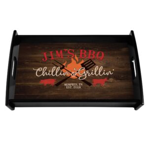 let’s make memories personalized serving tray - chillin’ & grillin’ - for backyard chefs - unique entertaining essential - customize title, message
