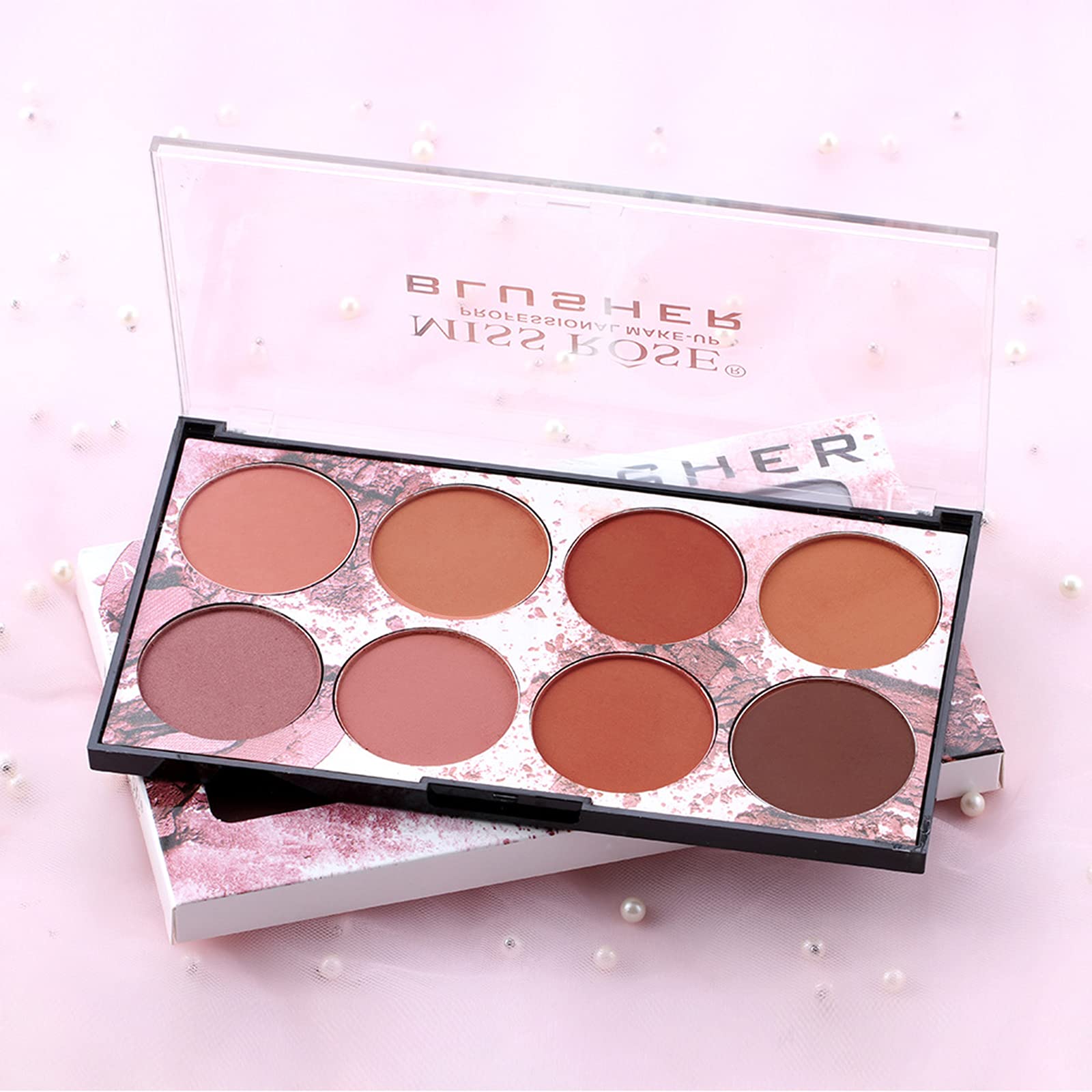 NewBang 8 Colors Blush Palette, Matte Mineral Blush Powder Bright Shimmer Face Blush,Contour and Highlight Blush Palette,Professional Facial Beauty Cosmetic Makeup Blush