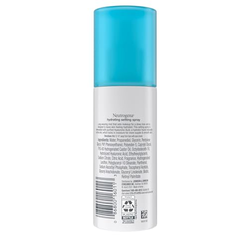 Neutrogena Hydro Boost Hydrating Makeup Setting Spray with Hyaluronic Acid, Longwear Makeup Setting Facial Mist for Smooth, Glowing, Dewy Skin, Non-Comedogenic & Hypoallergenic, 3.4 fl. oz