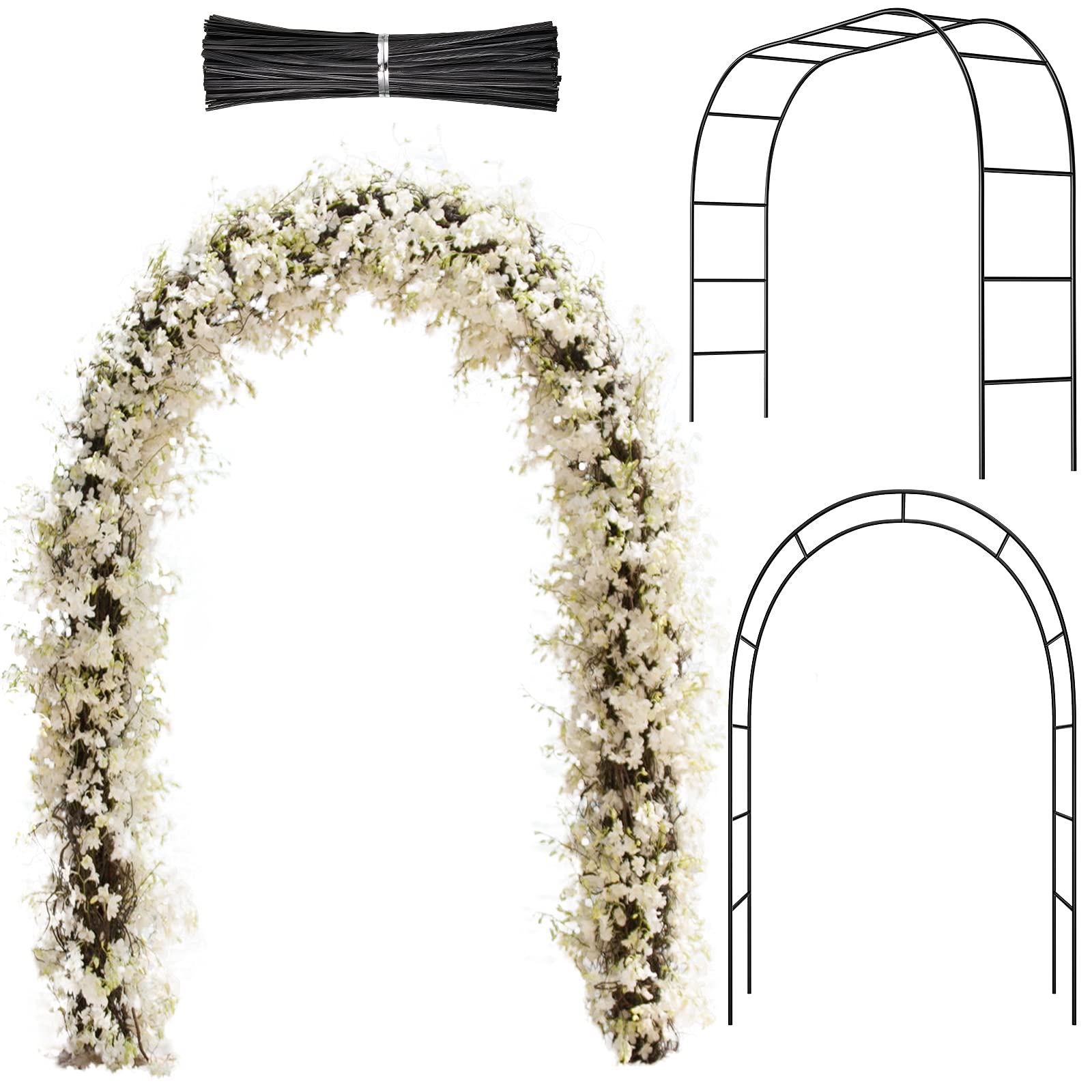 Wedding Arch Garden Arch Trellis Metal Garden Arch Garden Arbor Archway with Iron Wires for Indoor Outdoor Garden Patio Trellis Climbing Plant Garden Various Bridal Party Decoration (Black)