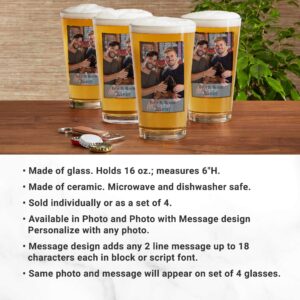 Let's Make Memories Personalized Photo Beer Glass - For Beer Fans - Photo Pint Glass - Single Beer Glass - 16oz