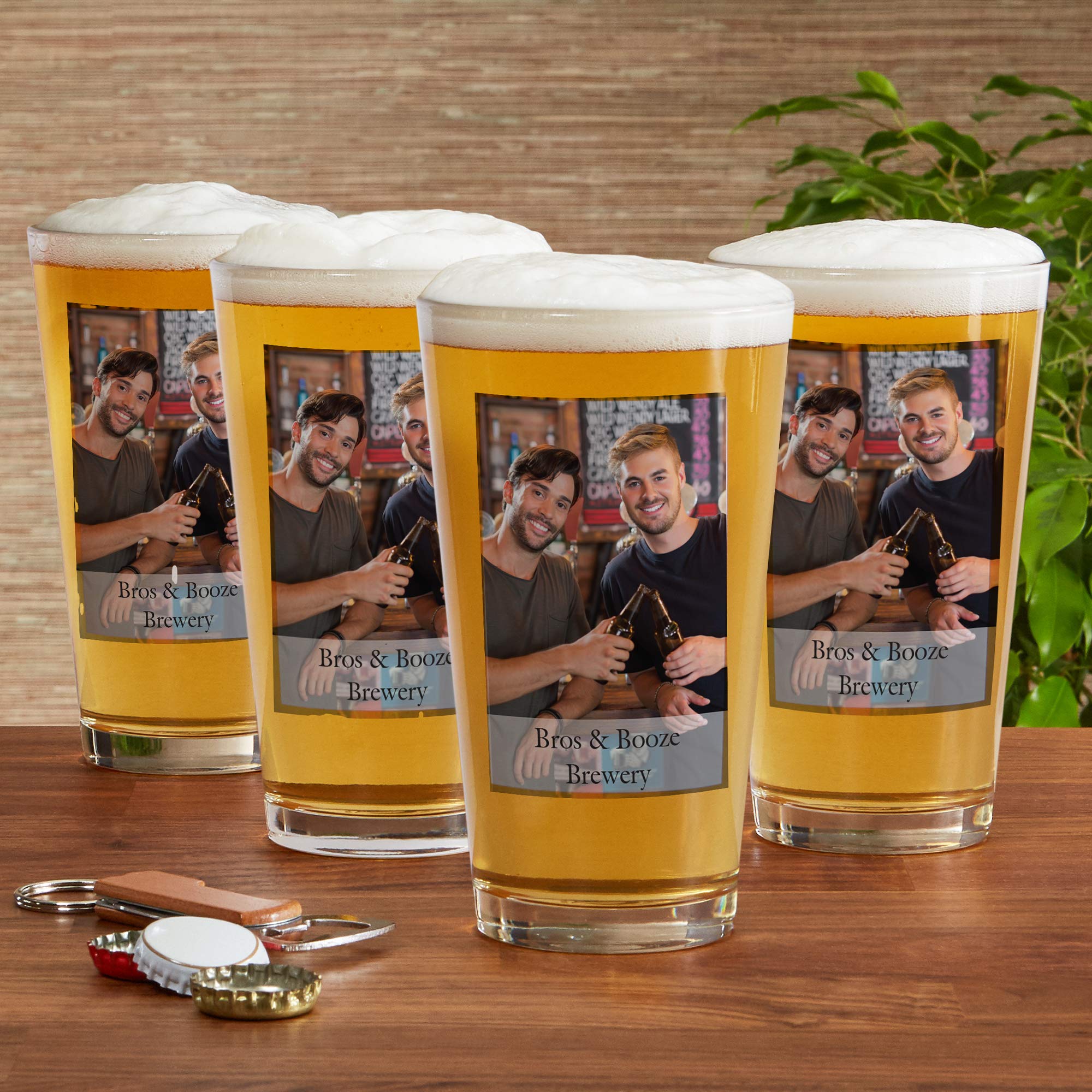 Let's Make Memories Personalized Photo Beer Glass - For Beer Fans - Photo Pint Glass - Single Beer Glass - 16oz