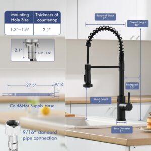 GIMILI Black Touchless Kitchen Faucet with Soap Dispenser Motion Sensor Kitchen Faucets with Pull Down Sprayer Single Handle Kitchen Sink Faucet