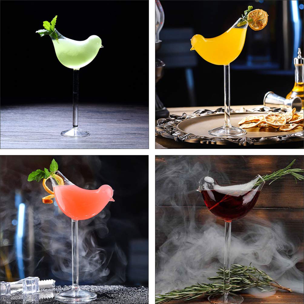 DOITOOL Coupe Glass 2 Pcs Cocktail Glass 150ml Bird Design Clear Juice Cup Individuality Glass Goblet Wine Decanter for Home Bar Restaurant Cocktail Glasses