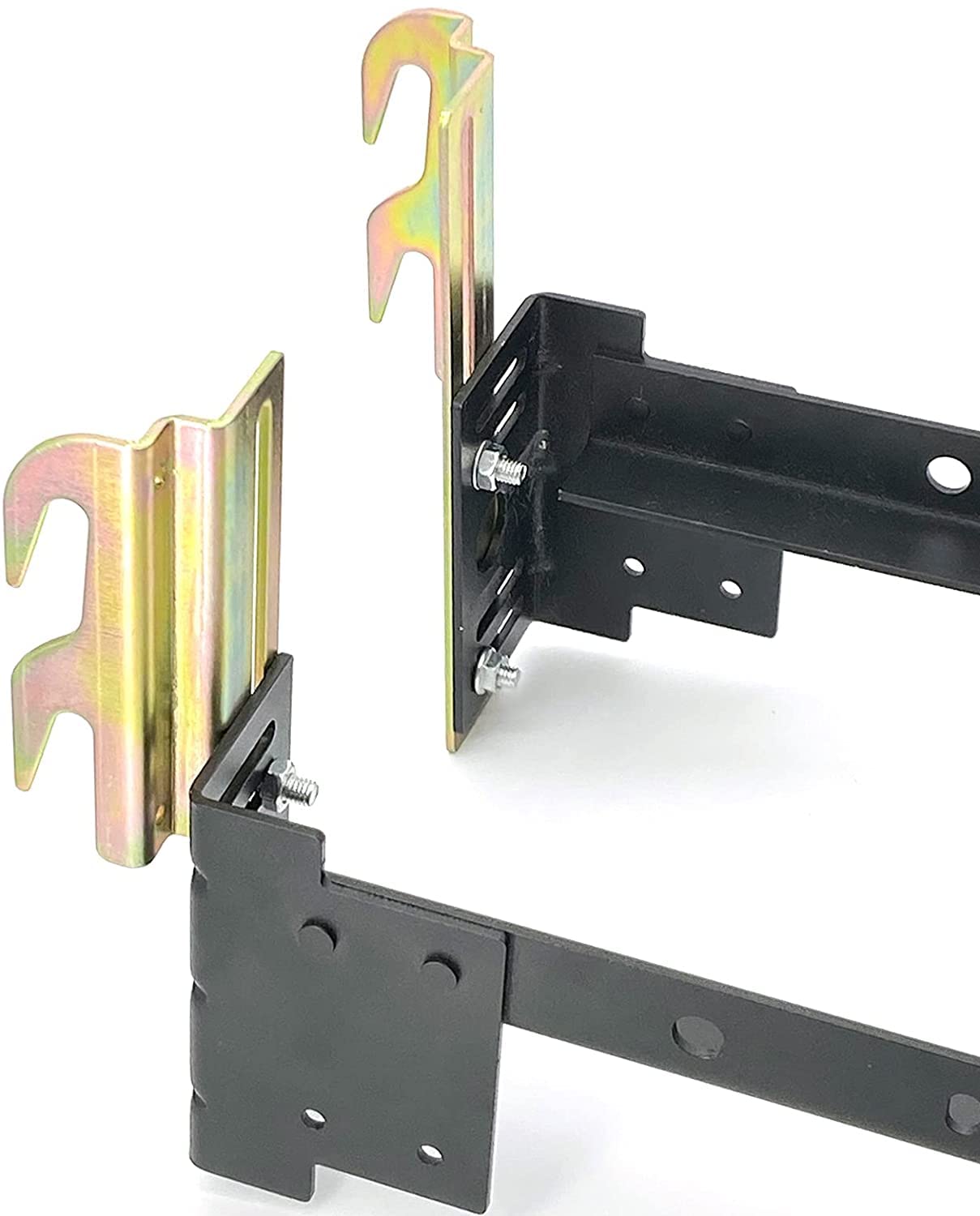 POROHOM 2Pcs #711 Bolt-On to Hook-On Bed Frame Conversion Brackets with Hardware Hook Plate,Headboard Hook Set, Hook on Bed Rails, Hook on Bed Frame Brackets