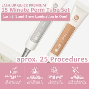 Lash Up, Eyebrow Lamination and Eyelash Lift, Step 1 and Step 2 tube set 20ml, Professional Quality lash perm set Prep by Amber Lash (QUICK PREMIUM)