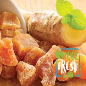 Dried Crystallized Ginger Chunks, 16 oz. Unsulphured Dried Ginger Candy, Candied Ginger Chunks, Caramelized Ginger Chews Candy, Unsulphured Crystalized Ginger Pieces. All Natural, Non-GMO, 1 Pound.