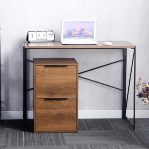 LUCYPAL 2 Drawer File Cabinet Wood, Pressed Wood File Cabinets for Hanging Letter Size,Vertical Storage Under Desk Filing Cabinet for Home Office,Brown