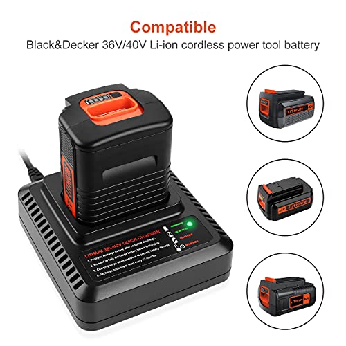 Powilling 36V/40V Max Fast Charger Replacement for Black & Decker LCS36 LCS40 for Black and Decker 36V/40V Lithium Battery LBXR36 LBXR2036 LBX36 LBX1540 LBX2040 LBX2540 LST540 LCS1240 LST136W