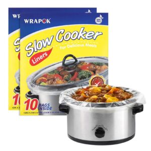slow cooker liners, 13 x 21 inch disposable cooking bag, easy to clean plastic bag,bpa free 2 pack(20 bags)
