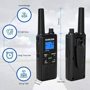 SAMCOM 4 Pack Two Way Radios Long Range Rechargeable Walkie-Talkies for Adults 1250mAh, 2 Way Radios Walkie Talkies with Earpieces Long Distance USB Work Walky Talky NOAA Alert