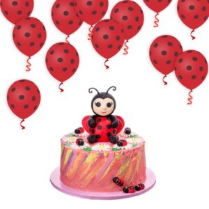 50 Pcs Ladybug Balloons Red Black Polka Dots Balloon 12 Inches Latex Party Balloon for Ladybug Theme Party Wedding Birthday Party Festival Decorations