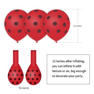 50 Pcs Ladybug Balloons Red Black Polka Dots Balloon 12 Inches Latex Party Balloon for Ladybug Theme Party Wedding Birthday Party Festival Decorations