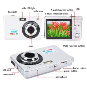 Mini Digital Camera, 1080P HD 2.7" LCD Screen 8X Digital Zoom 18MP 30fps Video Camera for Kids Children Gift(Silver)
