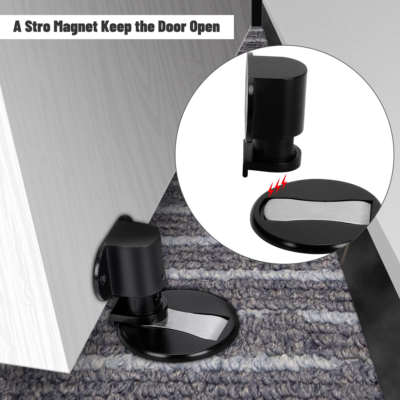 Magnetic Door Stop,CAUDEER,Magnetic Door stoppers for Bottom of doorr,Adhesive No Drilling,Protect The Door from Collision When Opened (hack1)