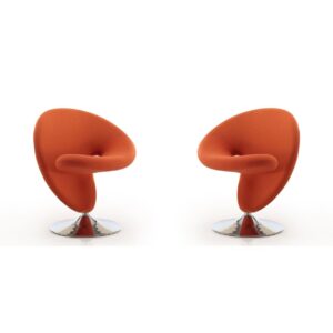manhattan comfort curl fabric swivel accent chair in orange (set of 2)