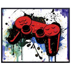 Game Room Decor - Remote Control Wall Art - Gaming Gifts for PC Gamer, Xbox, PS4, Playstation, Video Game, Arcade, Men, Teens, Kids - Man Cave, Dorm, Bar, Boys Bedroom - Urban Graffiti Posters