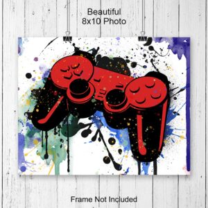 Game Room Decor - Remote Control Wall Art - Gaming Gifts for PC Gamer, Xbox, PS4, Playstation, Video Game, Arcade, Men, Teens, Kids - Man Cave, Dorm, Bar, Boys Bedroom - Urban Graffiti Posters