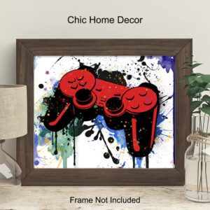 Game Room Decor - Remote Control Wall Art - Gaming Gifts for PC Gamer, Xbox, PS4, Playstation, Video Game, Arcade, Men, Teens, Kids - Man Cave, Dorm, Bar, Boys Bedroom - Urban Graffiti Posters