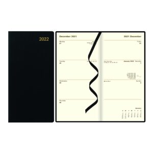 letts signature weekly/monthly planner, 12 months, january to december, 2023, week-to-view, bonded leather, 6.625" x 3.25", black (c38subk-22)